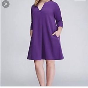 classic cut and style eggplant slight swing dress w/qtr length sleeve